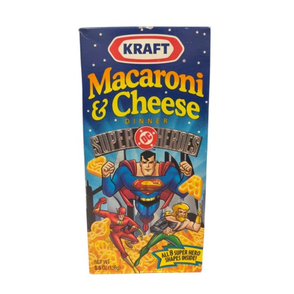 1998 Kraft Macaroni Cheese DC Super Heroes Box Superman The Flash Aquaman